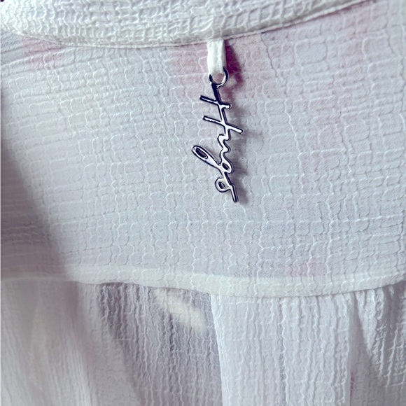 New! Hugo Boss Blouse in Soft Seersuccer with Point Collar, White, Size L/XL - Picture 3 of 9